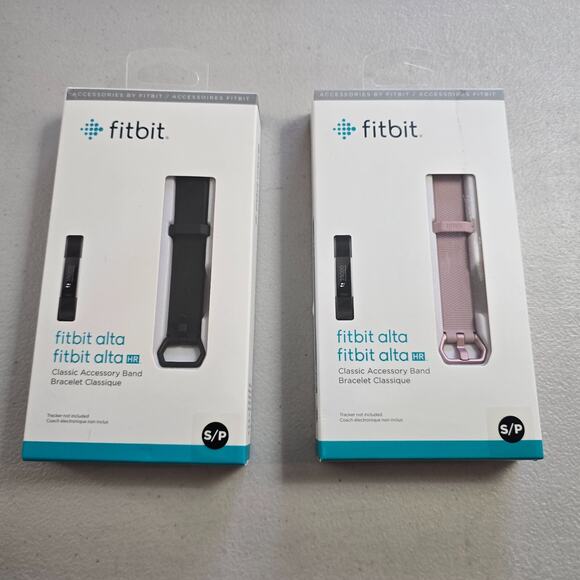 Fitbit Alta Classic Accessory Bands Bracelets Small 1 Black and 1 Pink NIB - Picture 1 of 15